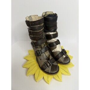 Freebird by Steven Bond Shoes Womens Sz 7 Brown Leather Buckle Heels NEW IN BOX